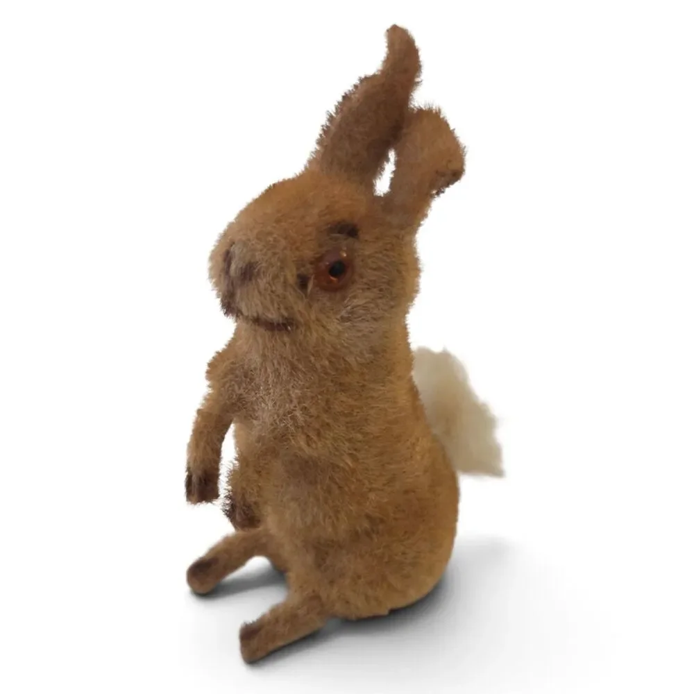 Vintage Wagner Kunstlerschutz Rabbit Flocked Figurine West Germany Handwork 1960